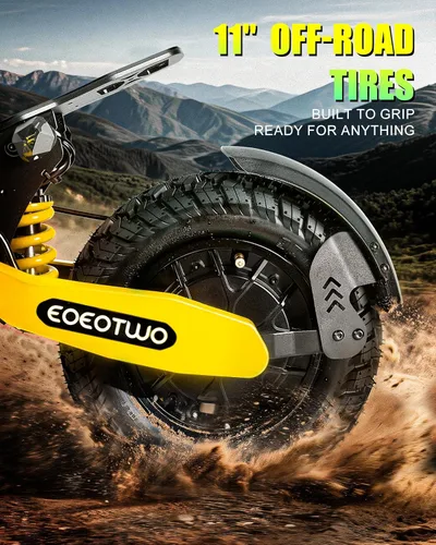 Miniatura 5 de Patinete eléctrico para adultos, 1200 W/2400 W Motor de pico Fast E, neumáticos todoterreno de 11 pulgadas, hasta 31/40 MPH y 20/45 millas de largo