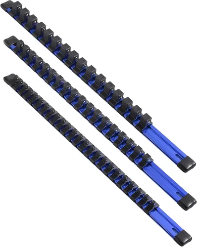 Miniatura 9 de ALOANES Organizador de riel de enchufe de aleación de aluminio de 1/4 de pulgada, bastidores de enchufe resistentes, kit de soporte para caja de Azul