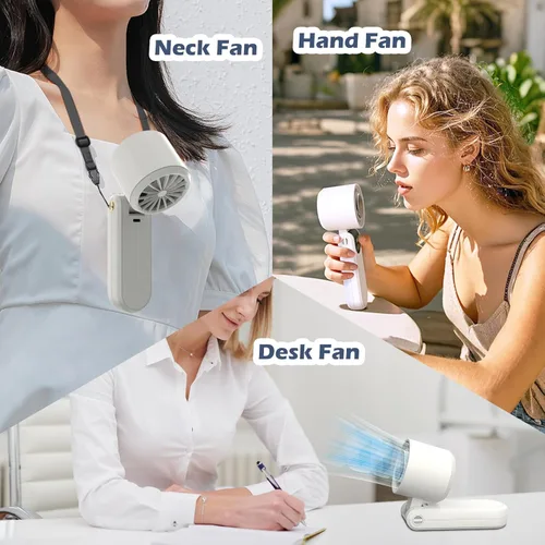 Miniatura 2 de Mini ventilador personal plegable turbo portátil de mano, recargable 3 en 1, ventilador de mano/escritorio/cuello, ventilador de hielo, regalos