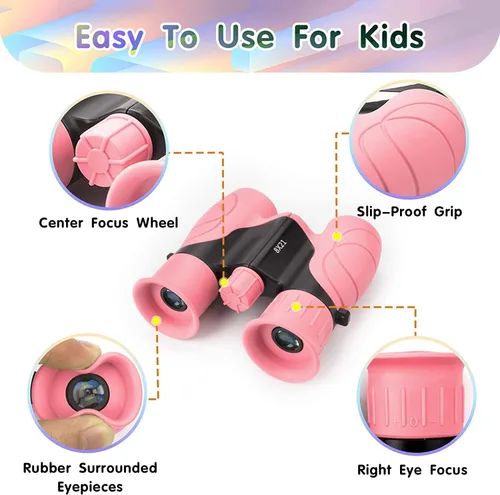 Miniatura 5 de Binoculares para niños, binoculares compactos para niños 8x21 de alta resolución para observación de aves, camping, exploración, senderismo, caza