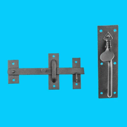 Miniatura 2 de Renovators Supply Manufacturing Acabado negro de la capa del polvo del pestillo de la puerta del pulgar de Norfolk del hierro forjado