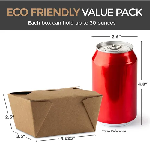 Miniatura 3 de Stock Your Home Recipientes de comida para llevar para microondas, cajas de papel kraft marrón para llevar de 30 onzas (paquete de 50) resistentes a