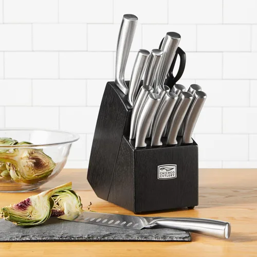 Miniatura 4 de Chicago Cutlery - Juego de cuchillos Malden (16 piezas) con bloque de cocina de madera y afilador incorporado, mangos contorneados y juego de Acero