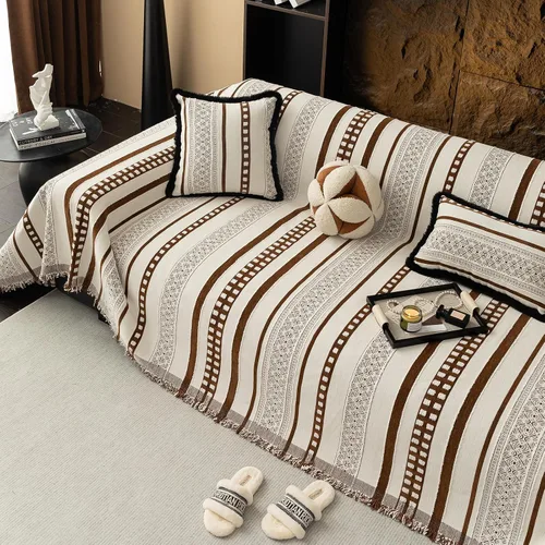 Miniatura 11 de Mantas con Rayas para Sofá, Fundas Boho para Sofá, Mantas para Sofá para Perros, Fundas Medianas para Sofá Reclinable y Silla, Fundas de Sofá