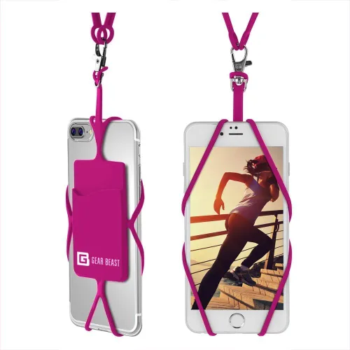 Gear Beast - Correa universal para teléfono celular compatible con iPhone, Galaxy y la mayoría de teléfonos inteligentes, incluye soporte para Rosa