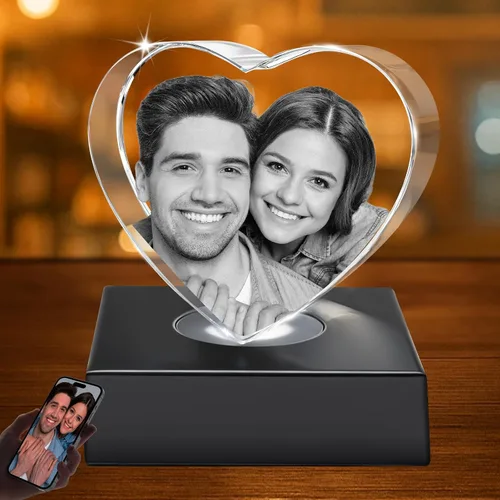 Miniatura 15 de Regalos de fotos de cristal 3D personalizados con grabado láser 3D, marcos de fotos personalizados, aniversario, cumpleaños, boda, regalo