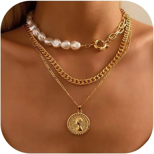 Miniatura 25 de Long tiantian Collares en capas para mujer, joyería occidental para mujer, collar de moneda apilable, collar de país, moderno, bohemio, verano