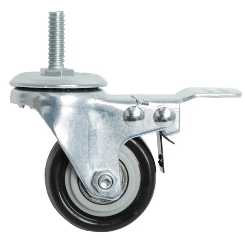 Miniatura 4 de Finnhomy Ruedas giratorias roscadas resistentes de 2 pulgadas, 1/4 pulgadas a 20 x 1 con freno, juego de 4 para estantes de alambre, ruedas lisas