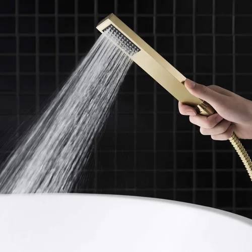 Miniatura 8 de WOODBRIDGE F0008BG - Grifo de llenado de bañera independiente de una sola manija contemporánea con ducha de mano en acabado dorado cepillado