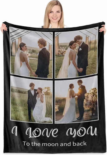 Miniatura 21 de Regalos de novia para San Valentín, collages de fotos personalizados en mantas, regalos de cumpleaños para mamá, novia, esposa, manta suave