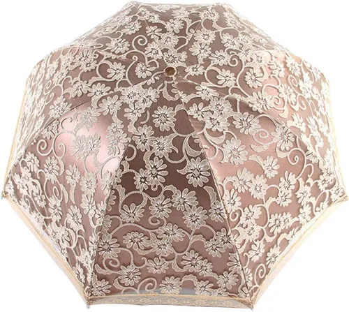 Miniatura 8 de Orgrimmar Sombrilla de encaje para mujer, protección anti-UV, UPF 50+, paraguas plegable ligero y portátil (negro)