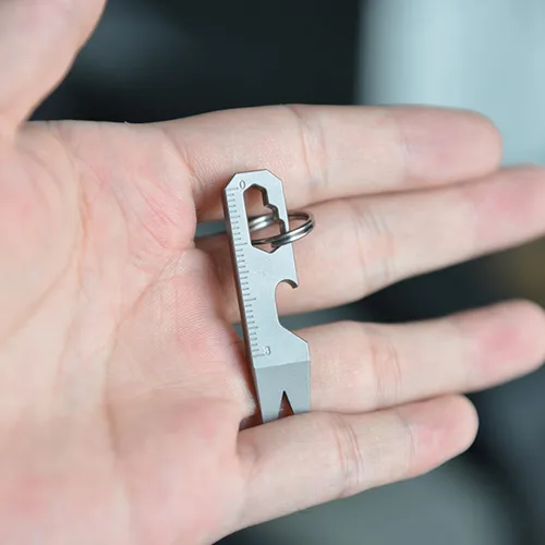 Miniatura 6 de Hamans Llavero de barra de palanca de bolsillo de titanio, herramienta múltiple Utra Mini Pry Bar abridor de botellas llave extractor de uñas