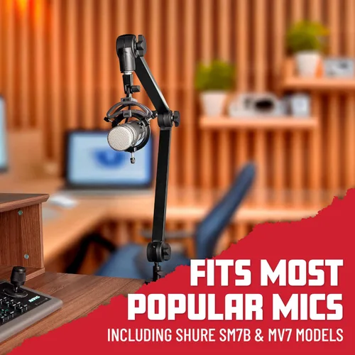 Miniatura 4 de Gator Frameworks - Soporte para micrófono de transmisión montado en escritorio Deluxe para podcasts y grabación; cable XLR integrado, (GFWBCBM3000)