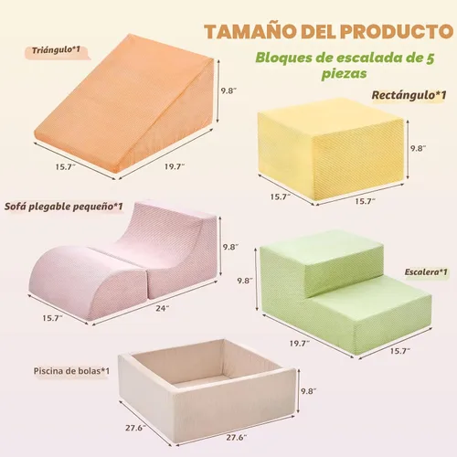 Miniatura 2 de Juguetes de escalada para niños pequeños, juguetes de escalada para niños pequeños en interiores, juego de 5 piezas de bloques de espuma para Rosa