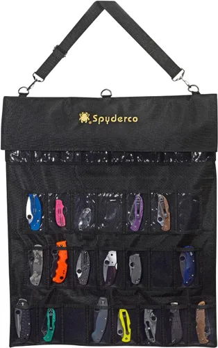 Spyderco SpyderPac: incluye bolsillos profundos con diseño de poliéster resistente, ventana de plástico transparente, cierres de velcro y correa de