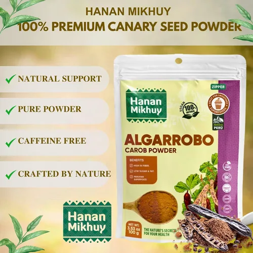 Miniatura 3 de HANAN MIKHUY Algarrobo en polvo 100% natural - Sin gluten, vegano, sin OMG, superalimento de alto contenido de fibra de Perú sin cafeína y sin