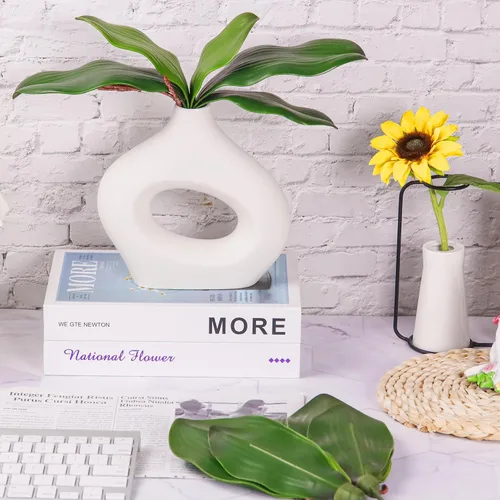 Miniatura 7 de Miracliy Orquídeas falsas, paquete de 6 hojas de orquídeas artificiales, tallos de vegetación sintética para jarrón, estante, escritorio, decoración