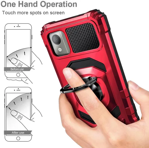 Miniatura 6 de NZND Funda para Nokia C110 con protector de pantalla de vidrio templado (cobertura máxima), protección de cuerpo completo [grado militar], funda Rojo