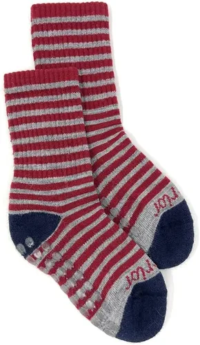 Miniatura 6 de WARRIOR ALPACA SOCKS - Niños Comfort Acolchado Retro Mini-Stripe Quarter Crew - Unisex con Apliques Antideslizantes