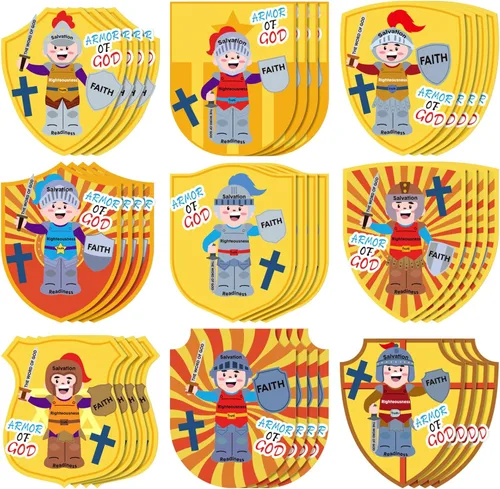 Tenceur Kit de 36 piezas de armadura de Dios, calcomanías de Armadura de Dios, manualidades bíblicas para bricolaje, diversión religiosa de domingo,