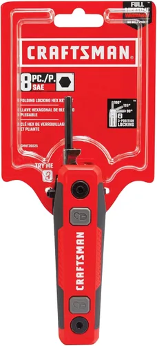 Miniatura 5 de CRAFTSMAN Juego de llaves hexagonales, SAE, bloqueo plegable de 8 piezas (CMHT26025)