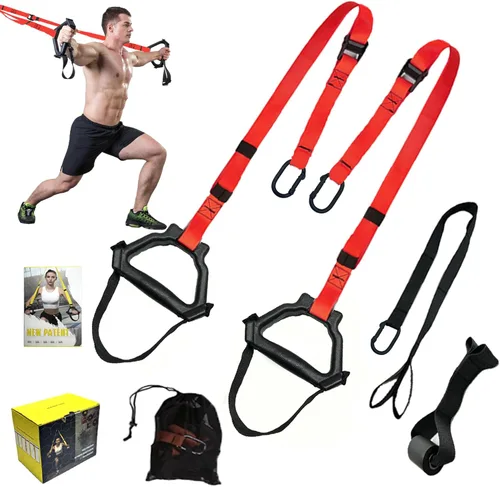 Miniatura 8 de Correas de entrenamiento de resistencia de peso corporal, kit completo de entrenamiento de gimnasio en casa para entrenamiento de cuerpo completo