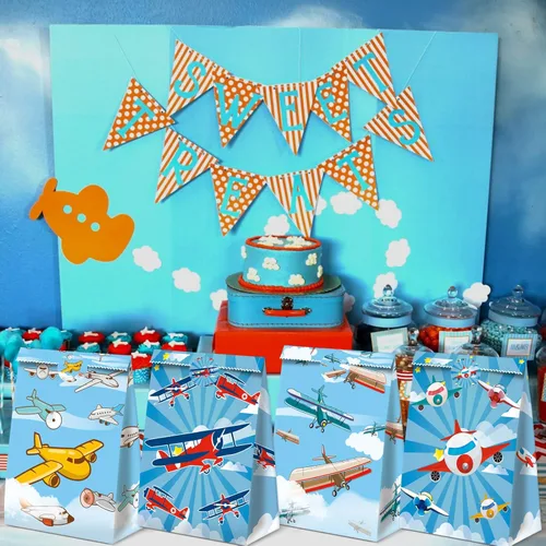 Miniatura 4 de 24 Piezas Bolsas de Fiesta de Avión, Suministros de Fiesta de Cumpleaños de Avión, Decoraciones de Fiesta de Avión, Bolsa de Regalo de Avión