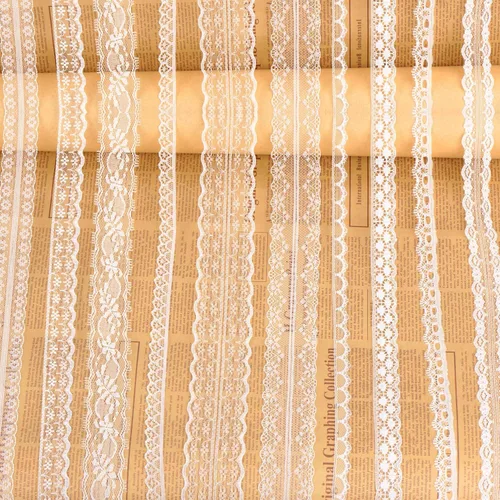 Whaline Cinta de encaje blanco con patrón surtido, color crema vintage para coser y nupcial decoración festoneada, manualidades, ramo y embalaje de