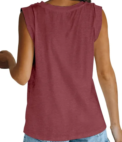 Miniatura 4 de Camiseta sin mangas de verano para mujer, ajuste holgado, casual, cuello redondo, básica