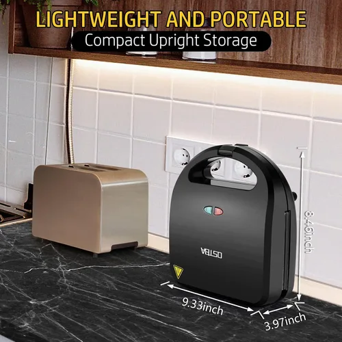 Miniatura 6 de OSTBA Sandwichera 3 en 1 con platos extraíbles, prensa Panini, waflera, antiadherente, parrilla de desayuno compacta de 750 W para sándwiches
