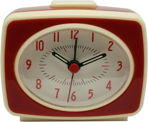 Reloj despertador pequeño rojo pequeño movimiento de cuarzo silencioso reloj despertador analógico estilo clásico vintage con pilas