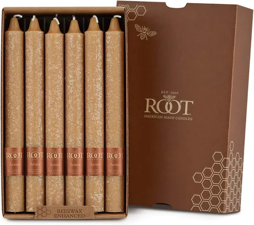 Root Candles Velas sin aroma de cena Premium mezcla de cera de abejas en caja, 9 pulgadas, cera de abejas, 12 unidades