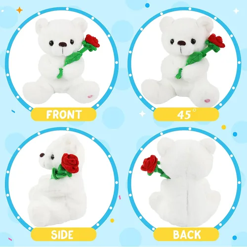 Miniatura 3 de Houwsbaby Oso de peluche brillante con oso blanco y rosa, juguete de peluche suave con luces LED de noche, cumpleaños, Navidad, para niños pequeños