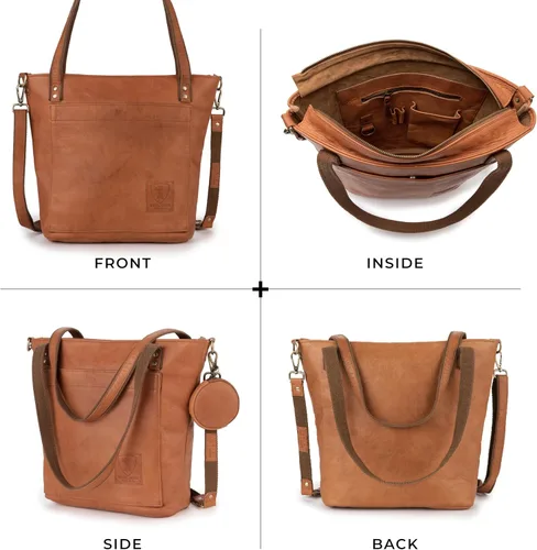 Miniatura 6 de BERLINER BAGS Bolso tote vintage de cuero genuino Verona, bolso de mano, comprador grande, bolsa de trabajo para mujer