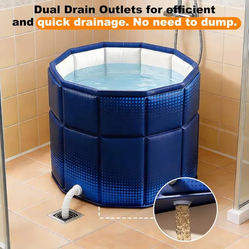 Miniatura 3 de Bañera portátil para adultos de 27.5 x 27.5 pulgadas, plegable, sin instalación, bañera de hielo para cabina de ducha, baño caliente, bañera de pie