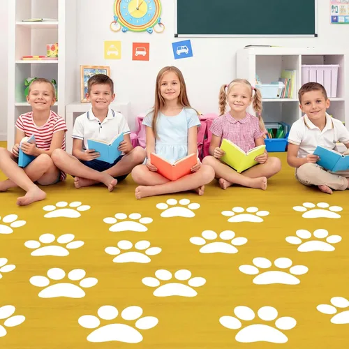 Miniatura 22 de ReliThick 30 Piezas Calcomanías de Suelo con Huellas de Patas 7.5" Huellas de Patas Grandes Adhesivo de Pared Autoadhesivo Calcomanía de Suelo