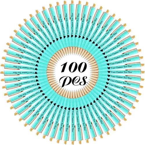 Miniatura 32 de 10 bolígrafos personalizados con purpurina, bolígrafos impresos personalizados a granel, bolígrafos retráctiles de tinta negra para graduación