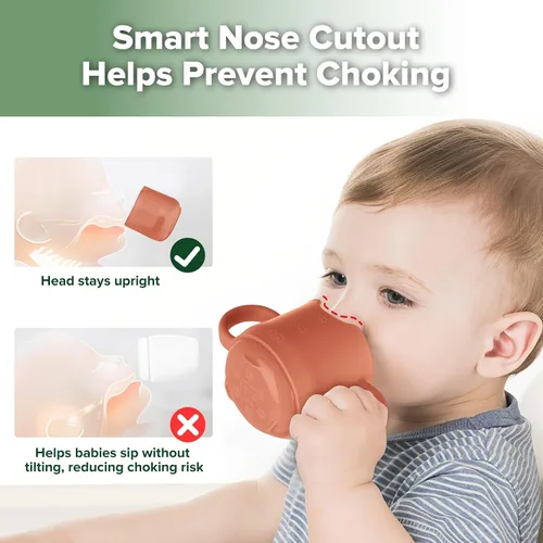 Miniatura 3 de Taza de entrenamiento de silicona para bebés haakaa, taza abierta de aprendizaje para niños pequeños de 6 meses en adelante, a prueba de caídas, sin
