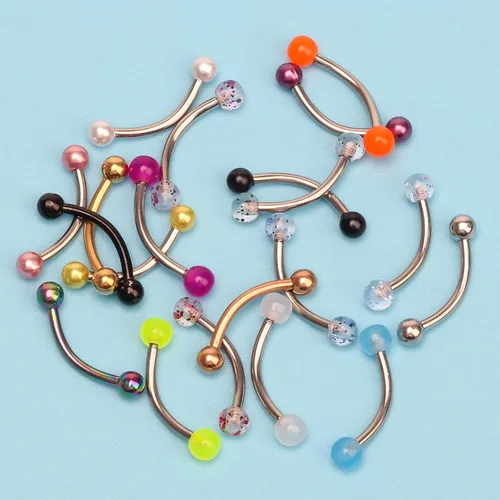 Miniatura 6 de CrazyPiercing 20 anillos para cejas de acero quirúrgico de 056oz con forma de piercing de 0394in de longitud