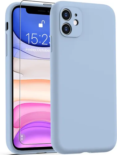 Miniatura 50 de DEENAKIN Funda de silicona compatible con iPhone 12 con protector de pantalla, mejora la protección de la cámara, funda protectora suave y flexible