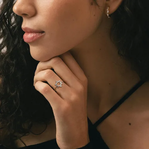 Miniatura 14 de Jewmon Anillo de plata de ley con estrella de David para mujer – Anillo ajustable Magen David – Amuleto Wicca – Regalos judíos