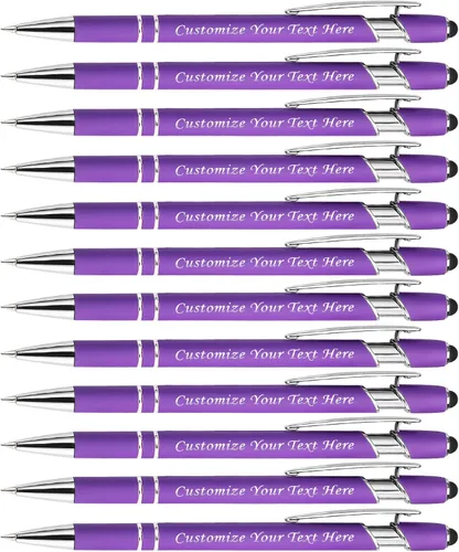Miniatura 31 de Bolígrafos personalizados con punta de lápiz digital, bolígrafos grabados personalizados, bolígrafo de bola de tacto suave, bolígrafos con nombre