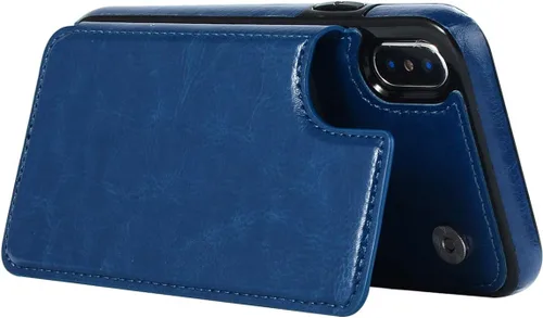 Miniatura 3 de UEEBAI Funda para iPhone 11 Pro Max, funda de piel sintética de lujo con [dos cierres magnéticos] [ranuras para tarjetas] función de soporte