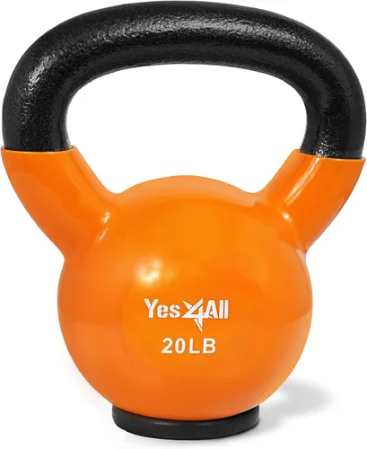 Miniatura 13 de Yes4All Juego de pesas rusas con base de goma, pesas rusas para mujer, pesas rusas de entrenamiento de fuerza (10-65 libras)