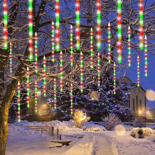 Miniatura 8 de LJLNION Luces de Lluvia de Meteoros, Luces de Navidad de Carámbanos para Exteriores de 12 Pulgadas, 8 Tubos 288 LED Luces de Carámbano Luz de Nieve