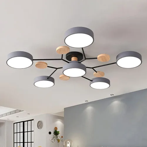 Miniatura 16 de Lámpara de techo LED regulable, lámpara de techo moderna de 9 pulgadas, montaje empotrado, de madera, de 12 W, lámpara blanca para sala de estar