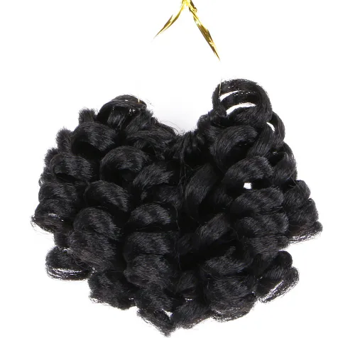 Miniatura 5 de BECUS Extensiones de cabello corto y rizado con trenzas de ganchillo para mujeres negras, paquete de 3 extensiones de cabello rizado de 10 pulgadas