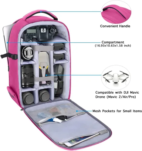 Miniatura 2 de MOSISO Mochila para Cámara, Bolsa para Cámara Fotográfica DSLR/SLR/Sin Espejo de 15-16 pulgadas, Estuche Rígido Impermeable con Soporte para Trípode
