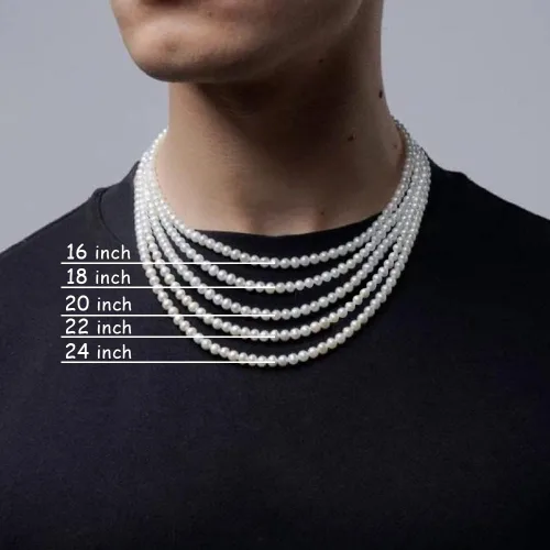 Miniatura 4 de Collar de perlas para hombre, collar redondo de perlas blancas para mujer, collar de perlas para hombre, collar de perlas, gargantilla, regalo