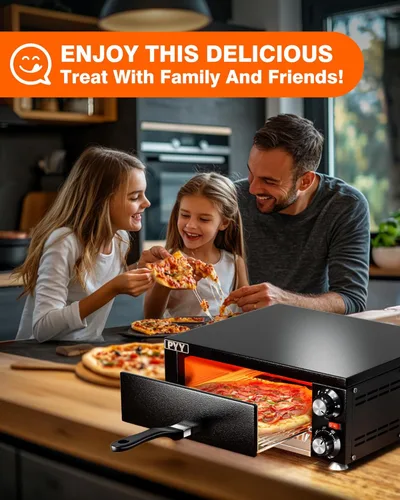 Miniatura 9 de PYY Horno eléctrico para pizza de 12 pulgadas, para encimera, para interiores, máquina para hacer pizza comercial para el hogar con temporizador